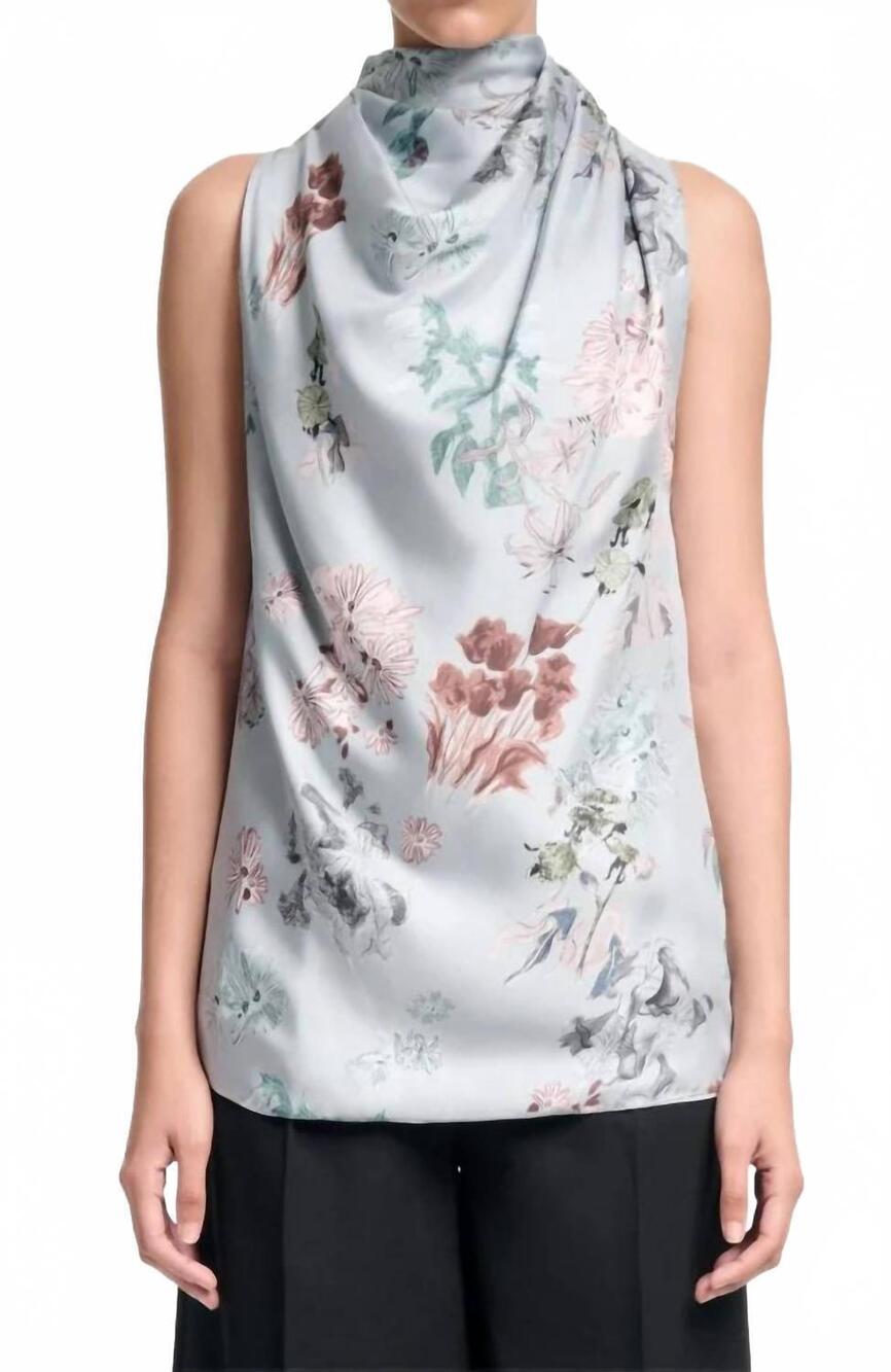 NEW ALTUZARRA floral drape front top in storm flowers